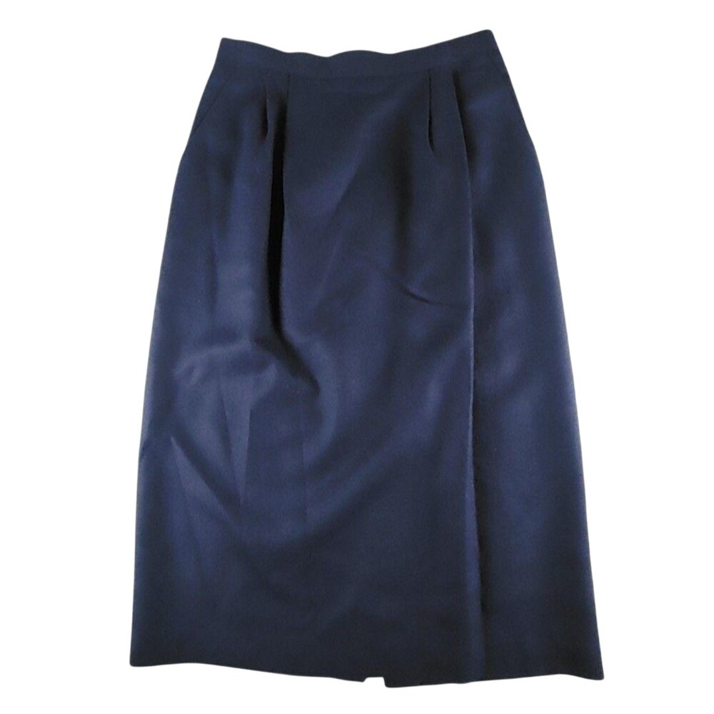 Kim Rogers Skirt Womens 8 Blue Wool Straight Midi Lined Pockets Workwear Career